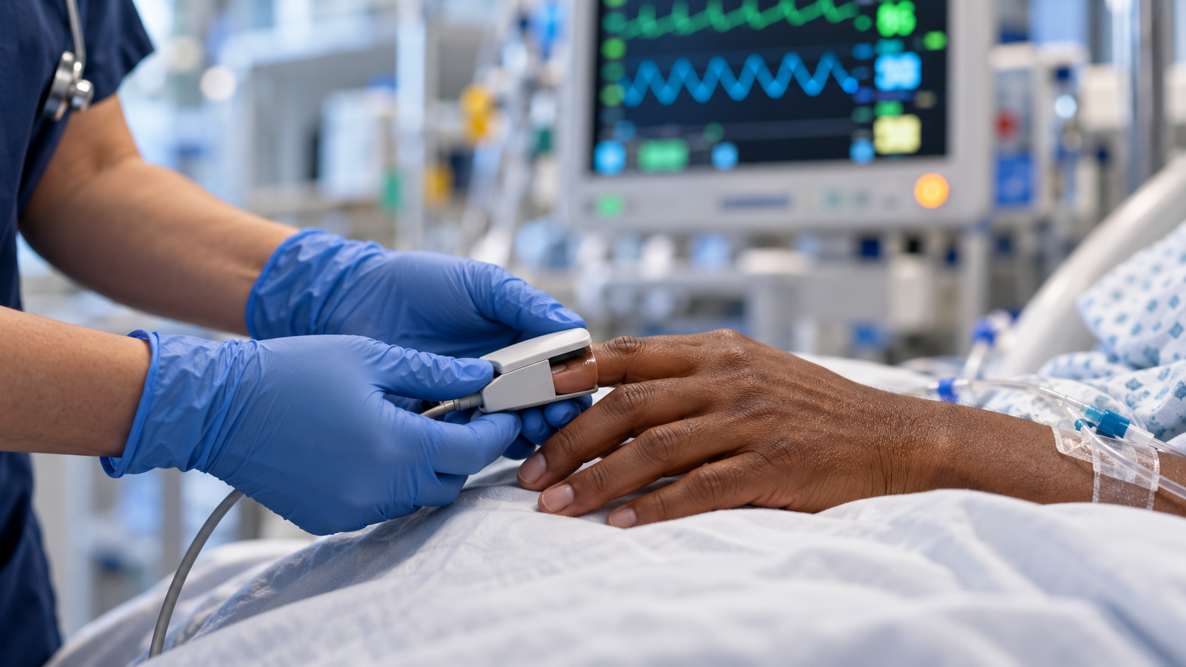 Imagen editorial generada para PulsoSalud. Recreación de una medición hospitalaria; no representa al centro, los pacientes ni los dispositivos estudiados.